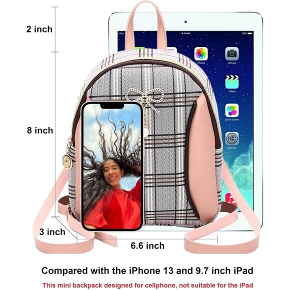 New Women Small Backpack Purse, Lightweight Crossbody Wallet Bag - Pink 3 - Picture 5 of 8